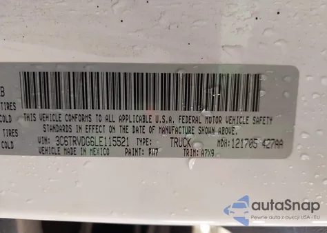 2020 Ram Promaster 2500 High Roof 159 Wb z USA, uszkodzony, nr VIN 3C6TRVDG6LE115521